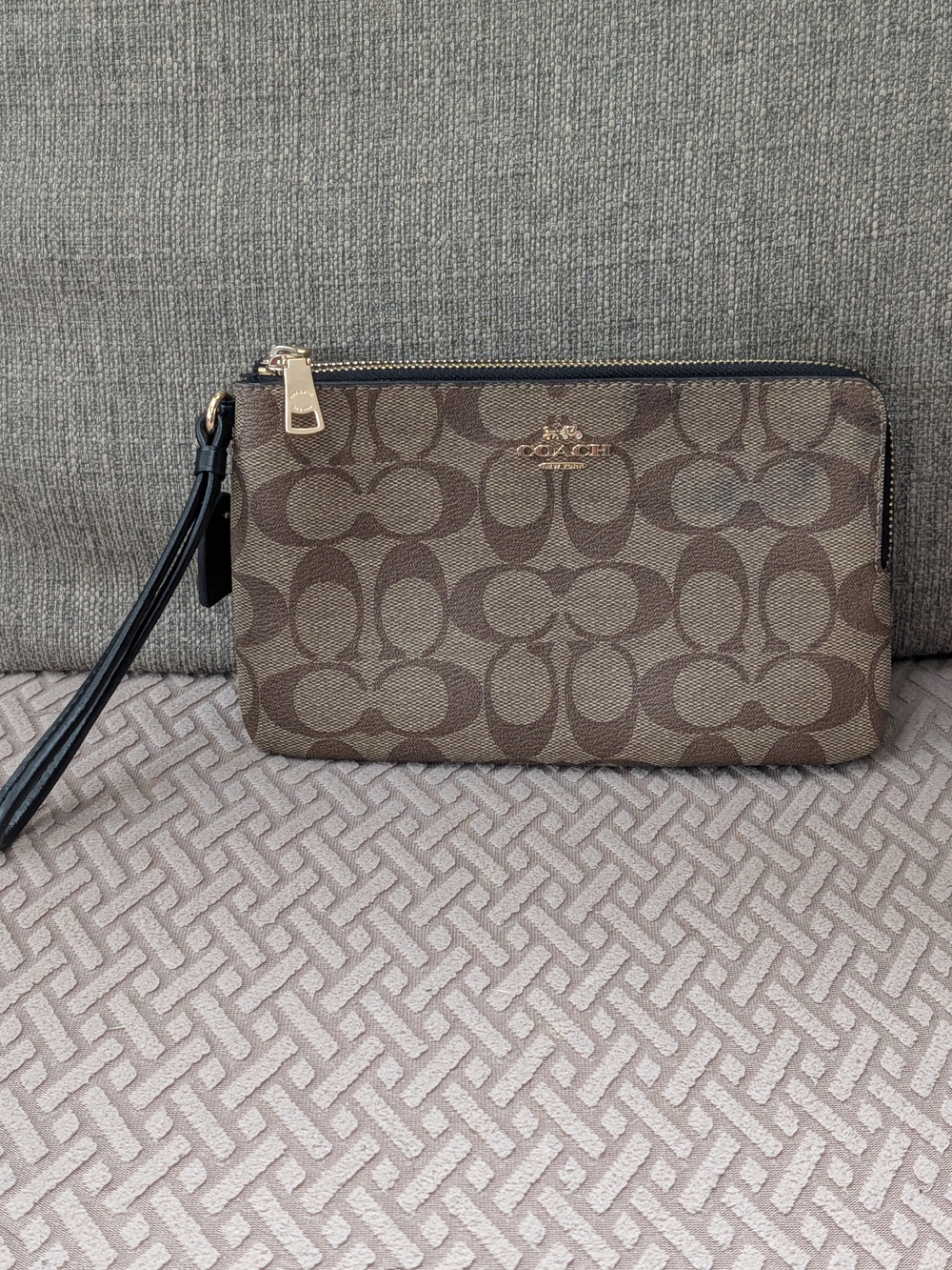 Coach Brown Signature Canvas Wristlet